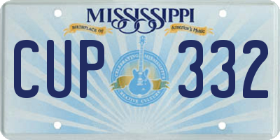 MS license plate CUP332