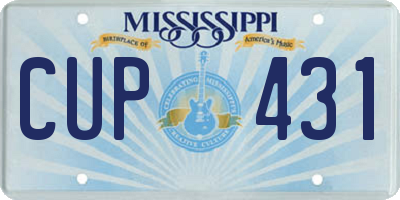 MS license plate CUP431