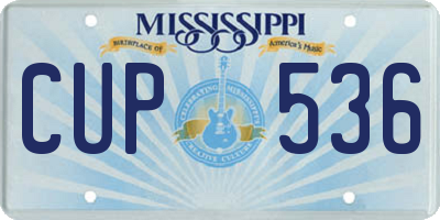MS license plate CUP536