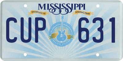 MS license plate CUP631