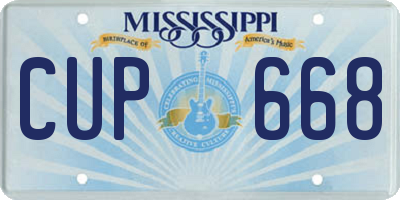 MS license plate CUP668