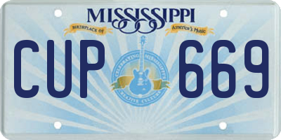 MS license plate CUP669