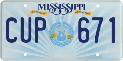 MS license plate CUP671