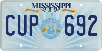 MS license plate CUP692
