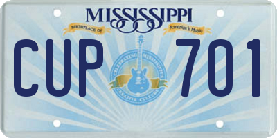 MS license plate CUP701