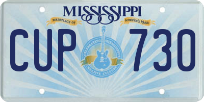 MS license plate CUP730