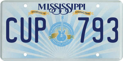 MS license plate CUP793