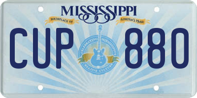 MS license plate CUP880