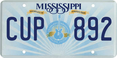 MS license plate CUP892