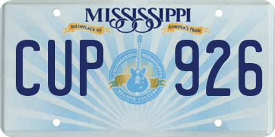 MS license plate CUP926
