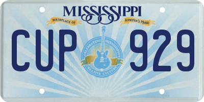 MS license plate CUP929