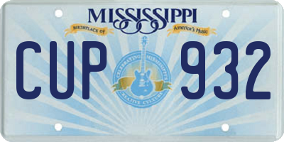 MS license plate CUP932