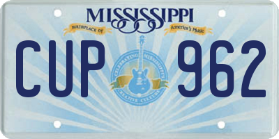 MS license plate CUP962