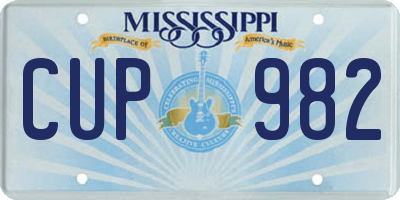 MS license plate CUP982