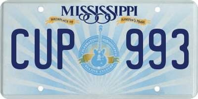 MS license plate CUP993