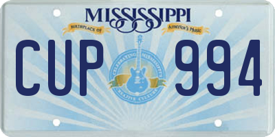 MS license plate CUP994