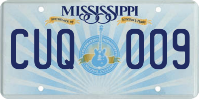 MS license plate CUQ009