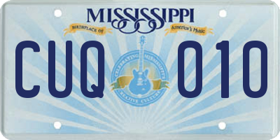 MS license plate CUQ010