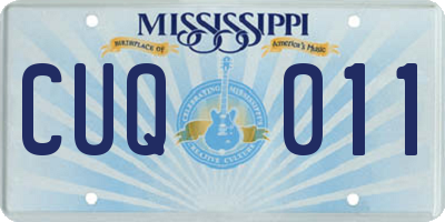 MS license plate CUQ011