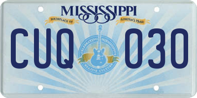 MS license plate CUQ030
