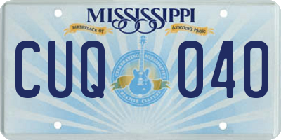 MS license plate CUQ040