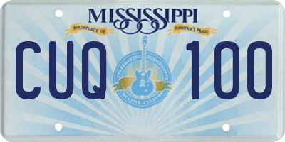 MS license plate CUQ100