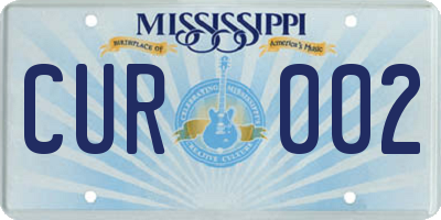 MS license plate CUR002