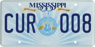 MS license plate CUR008