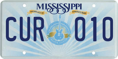 MS license plate CUR010