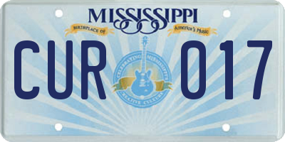 MS license plate CUR017