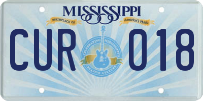 MS license plate CUR018
