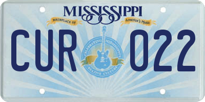 MS license plate CUR022
