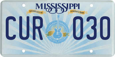 MS license plate CUR030