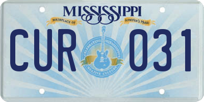 MS license plate CUR031