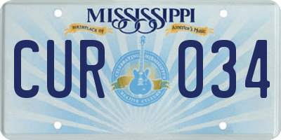 MS license plate CUR034