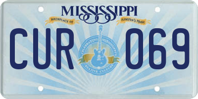 MS license plate CUR069