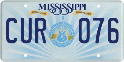 MS license plate CUR076