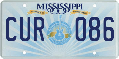 MS license plate CUR086