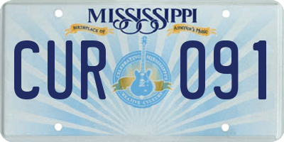 MS license plate CUR091