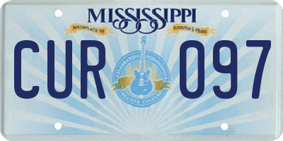 MS license plate CUR097
