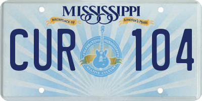 MS license plate CUR104