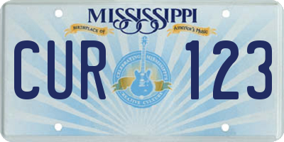 MS license plate CUR123