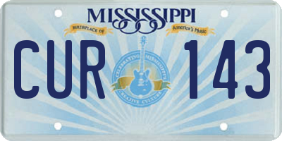 MS license plate CUR143