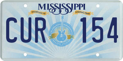 MS license plate CUR154