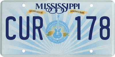 MS license plate CUR178
