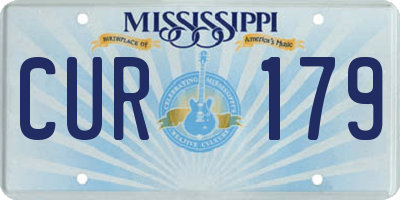 MS license plate CUR179