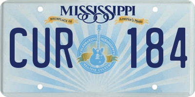 MS license plate CUR184