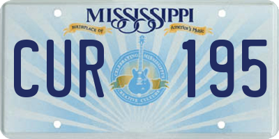 MS license plate CUR195