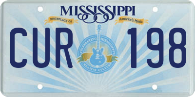 MS license plate CUR198