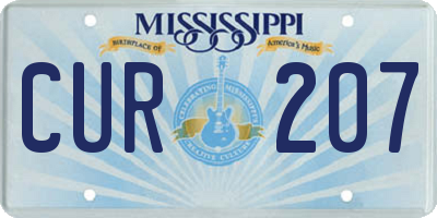 MS license plate CUR207